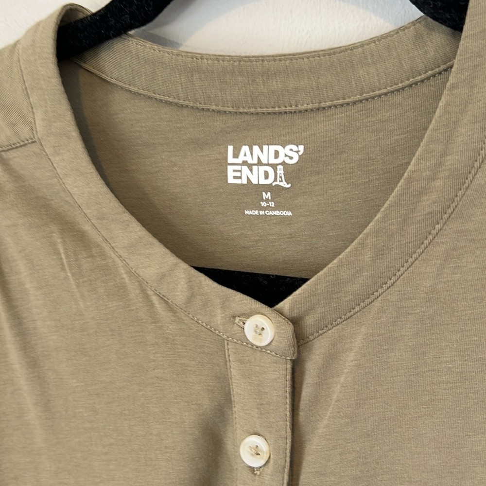 Lands End Womens Long Sleeve A-line Tunic Button Up Top Sunwashed Olive Medium - Picture 3 of 16